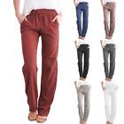 New Fashion Women's Cotton linen Long pants Casual loose solid Trousers gift