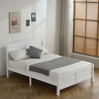 Full Size Bed Frame with Headboard White Duty Frame With Wooden Headboard