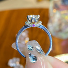 1CT Moissanite Flower Wedding Rings for Women S925 Sterling Silver Jewelry Gift