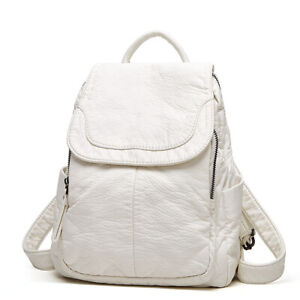 Soft Lambskin Leather Women's Backpack Shoulder School Bag Retro Travel Bags