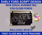 SERIAL NUMBER TAG ID DATA PLATE VINTAGE SCRIPT DESIGN W/RIVETS MADE IN USA (For: More than one vehicle)