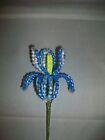 HANDMADE Kappa Kappa Gamma Petite Beaded Iris Flower-Blue and Blue Fleur-de-Lis