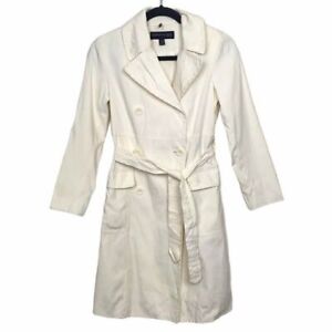 Kenneth Cole New York Ivory Tie Waist Trench Coat XS