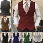 Business Men Vintage Tweed Vest Herringbone Hunting Waistcoat Wedding Wool Retro