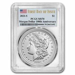 2021-S (MS70) $1 Morgan Silver Dollar FDOI PCGS First Day of Issue San Francisco