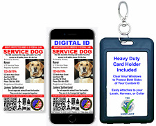 Holographic Service Dog ID w/QR Code & ID Holder Plus Digital Copy- Portrait