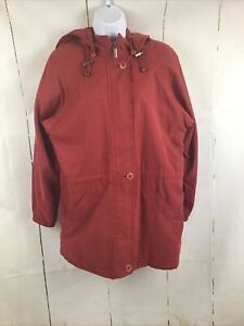London Fog Limited Edition Red Rain/Trench Coat W/Detachable Hood Sz. S Reg.