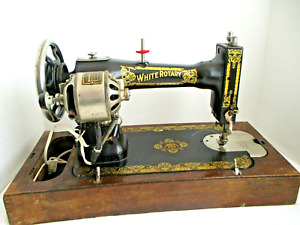 Antique White Rotary Sewing Machine Vtg - Working w/ Hamilton Beach Motor, Pedal
