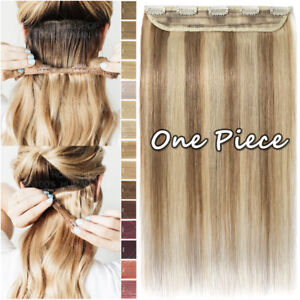 REAL THICK 100% Remy Human Hair Clip In One Piece Extensions Weft 3/4 Full Head