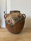 Roseville Pottery Brown Bulbous Double Handled Vase.      Reproduction