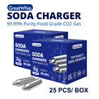 GreatWhip Soda Chargers Seltzer Chargers 8g CO2 Cartridge 25 / Pack Fizzy Water