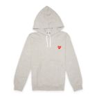 COMME DES GARCONS PLAY GRAY DRAWSTRING HOODIE WITH RED HEART SIZE MEDIUM
