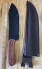 Condor Hudson Bay Knife Fixed Black Blade Knife 8.5” Leather Sheath Red Wood