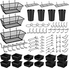 278 Pcs 1/4 Pegboard Accessories Includes Pegboard Bins and Cups Metal Pegboard