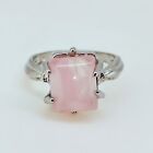 Natural Rose Quartz 12X9 MM 925 Sterling Silver Plated Handmade Ring Size 10