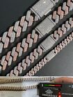 MOISSANITE Miami Cuban Link Prong Chain Icy Rose Gold Plated 925 Silver Necklace