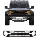 For 2021 2023 Ford Bronco Gloss Black Grille Mesh Raptr Style Lights Amber (For: 2021 Ford Bronco Sport Badlands 2.0L)