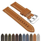 StrapsCo Heavy Duty Men's Leather Watch Band w/ Stitching - Quick Release Strap