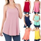 Women's Spaghetti Strap Tunic Tank Top Loose Fit Casual Blouse Soft Flowy Long