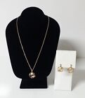 14K Yellow GOLD Wyland Dangle Fish Earrings & Pendant w/Rope Chain Necklace