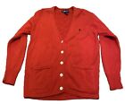 Vintage Polo Ralph Lauren Mens Button Up Red Cardigan Sweater Cable Knit Small