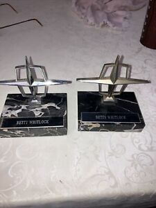 Lot of 2 Vintage Lincoln Continental Hood Ornament Sales Awards ; Betty Whitlock