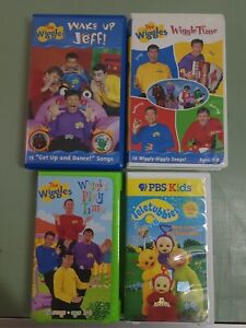 The Wiggles - Wake Up Jeff (VHS, 2001), Giggly Songs, Telutubbies, Lot of ALL 4