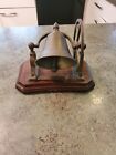 Vintage Decorative Brass Swing Swinging Bell on Wood Stand SEE VIDEO