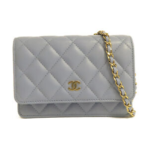 CHANEL Quilted CC GHW WOC Mini Shoulder Bag Lambskin Leather Blue