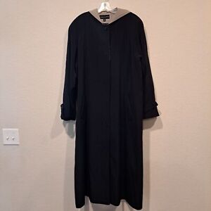 Gallery plus size black tan hooded trench coat polyester womens size 20