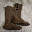 Ugg Womens 9 Classic Cardy Button Detailed Knit Boots Brown Knee High Fold Down