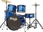 Stagg Complete 5-Piece Drum Set with Hardware - Blue - 22/12/13/16/14
