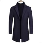Men's Stand collar Single Breasted Trench Coat Woolen Jacket Outwear Business L