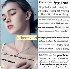 4 Sheets/Set Temporary Tattoo Stickers Waterproof Writing Words Letters Body Art