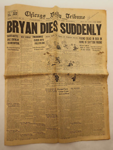 Chicago Daily Tribune newspaper William Jennings 'Bryan Dies Suddenly' 7/27/1925
