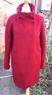 Ladies Jaeger deep red long wool high neck thick tailored Coat Size UK 8 - 10