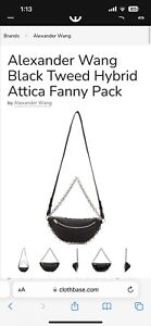 Alexander Wang Black Tweed/Patent Leather Attica Fanny Pack/Shoulder Bag