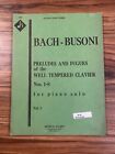 Vintage Johann Sebastian Bach - Busoni Kalmus Piano Series Vol 1