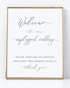 Unplugged Wedding Sign for Wedding (1) 8X10 Welcome to Our Unplugged Wedding Whi