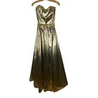 Gunne Sax Vintage Gold Lamé Bustier Prom Dress Metallic Strapless Juniors 13 NWT