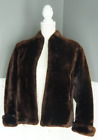 Vintage Sheared Beaver Faux Fur Women Brown Coat Jacket Medium 20 in Pit to Pit