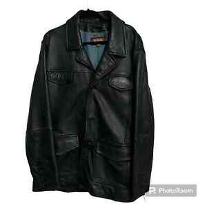 Wilson Leather | Genuine Black Leather 3 Button Longer Length Jacket Sz XXL