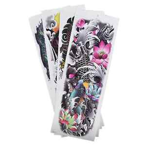 4 Sheets Flower Dragon Pattern 3D Temporary Fashionable Tattoo Stickers For Arms
