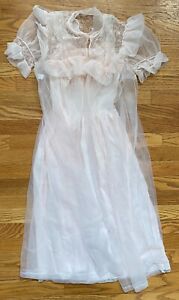 Vintage Kickernick Lingerie Set Peignoir Pink Sheer Lace Nightdress Cover Small