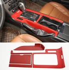For Ford Mustang 2010-2014 Red ABS Console Gearbox Shift Panel Cup Holder Cover (For: Ford Mustang GT)