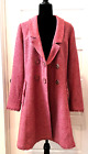 CAbi Tweed Pea Coat Jacket Pink Barbie Size 14 Womens Lined Double Breasted Wool