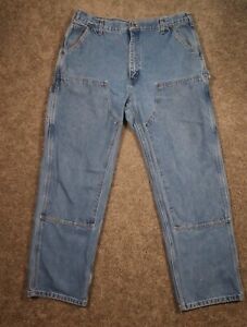 VTG Carhartt Double Knee Jeans Mens 38x32 Denim Carpenter Pants B73 DST EUC