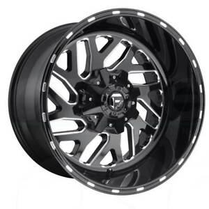 New Listing22x12 Gloss Black Milled Wheels Fuel D581 Triton 6x135/6x5.5/6x139.7 -44 (Set of