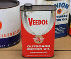 hard to find * 1950s era VEEDOL OUTBOARD MOTOR OIL Old 1 quart Tin Can