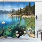 Landscape Shower Curtain Mountain Lake Print Waterproof 72 Inches Bathroom Decor